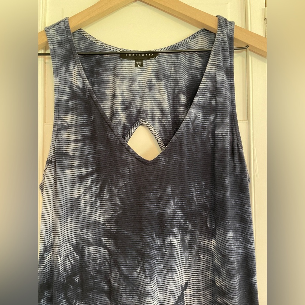 Blue tie-dye maxi dress with cut-out back detail
